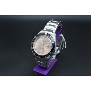 Orvin Field Diver Automatic 200M Salmon Sunburst Dial Stainless Bracelet Watch